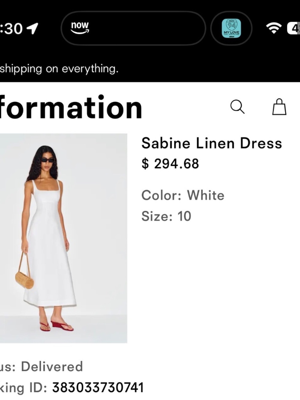 Reformation Sabine Linen Dress Ivory - Size 10